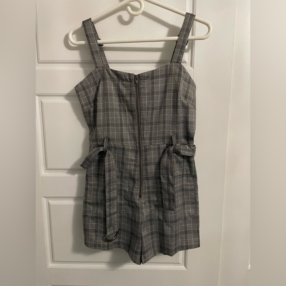 Cotton Candy LA Plaid Belted Romper
